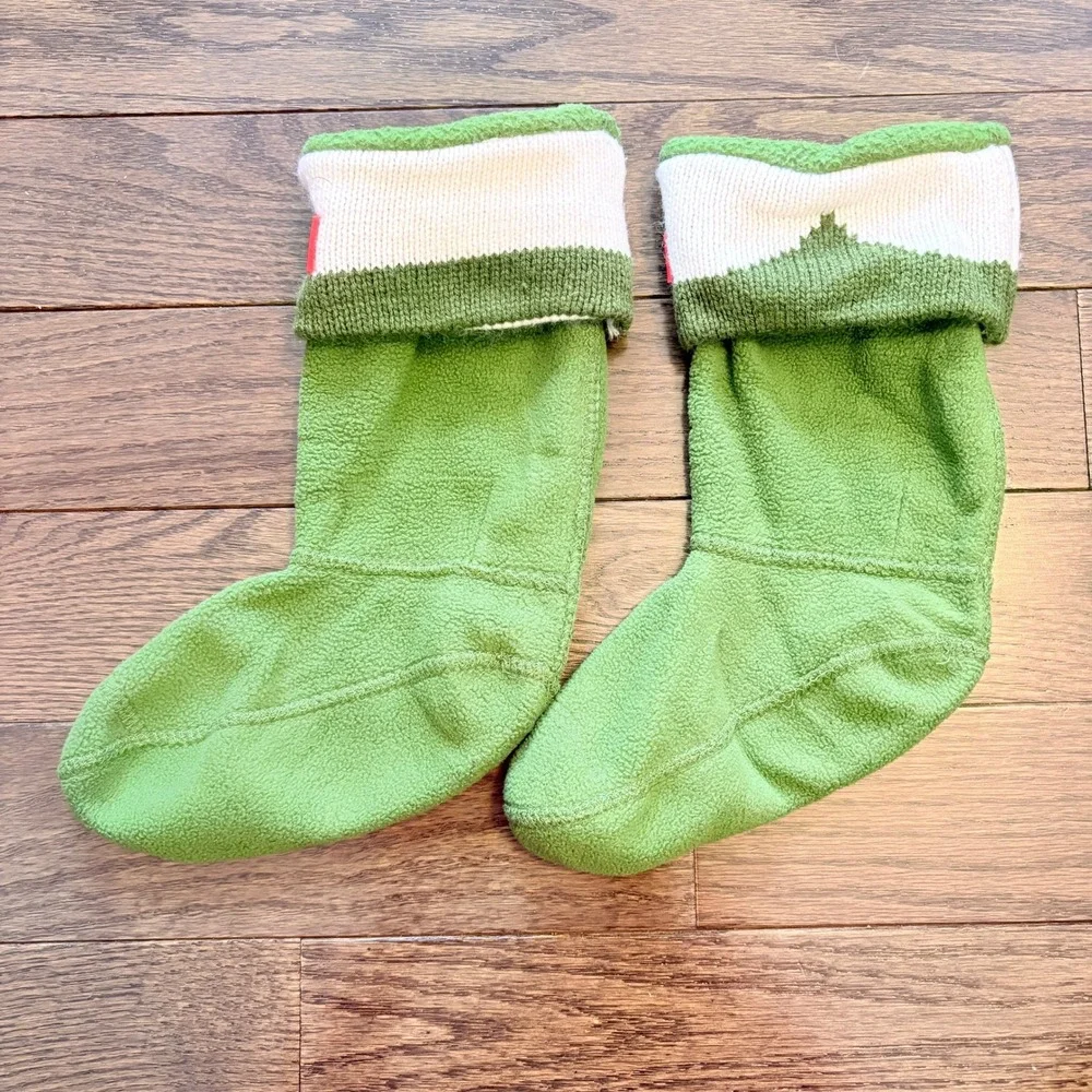 Hunter Kids Fleece Boot Liners Socks Green SZ M UK‎ 10-12 EU 28-31 US K11-13
